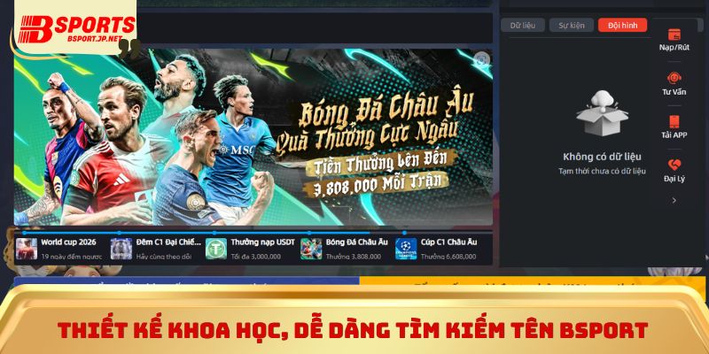 Thiết kế khoa học, dễ dàng tìm kiếm tên Bsport